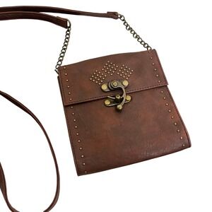 Mossimo Supply Co Brown Crossbody Bag Studded Flap Chain Strap‎ Purse